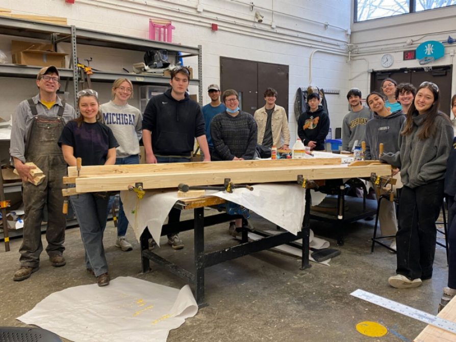 Students turn fallen campus trees into public tables in Joseph Trumpey’s Tree to Table class! 