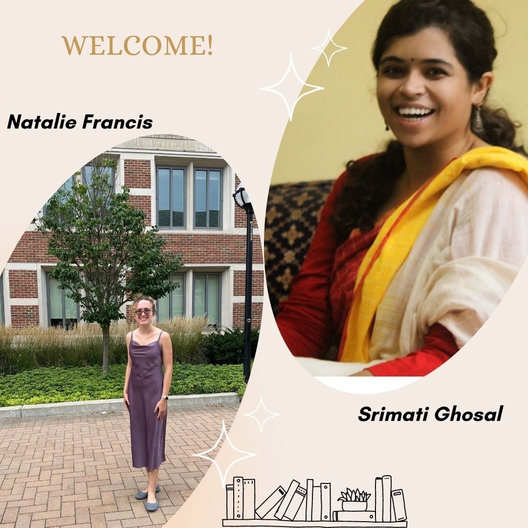 Image of Natalie Francis and Srimati Ghosal with text, "Welcome"