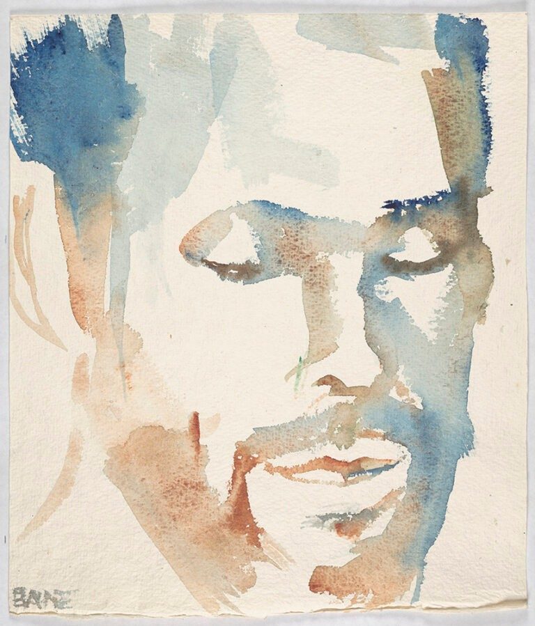 Watercolor portrait of Aaron Coleman by Elaine Goble Dandridge, Fall 2014, painted during Coleman’s poetry reading at Soulard Arts Market/Human Spaces.