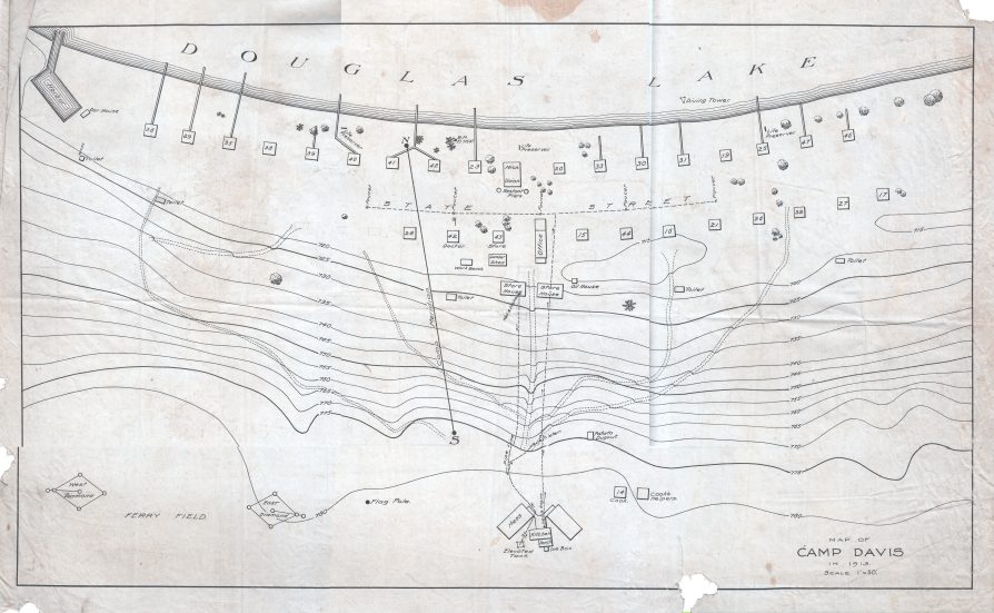 Camp Davis Topographic Map, Douglas Lake, 1913