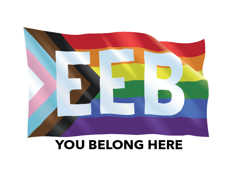 EEB you are welcome here rainbow flag logo