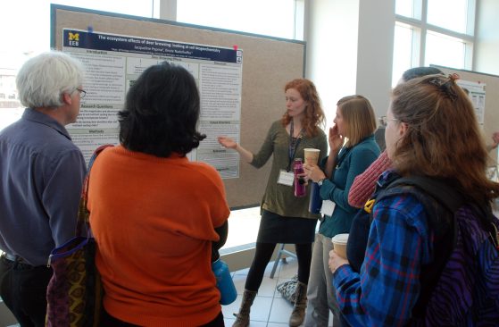 EEB graduate student Jacqueline Popma presents her research during the lunchtime poster session that was open to all students and postdoctoral fellows.