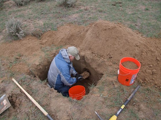 Barry OConnor collecting deep soil mites in Colorado (2008). 