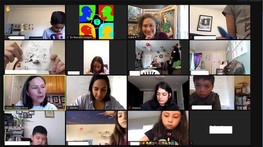 Screenshot of students and instructors on Zoom for Feria de Ciencias