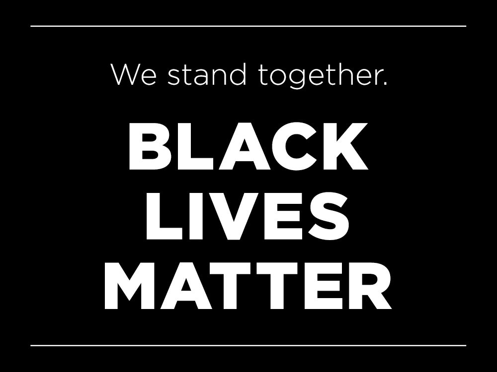 Text that reads: "We stand together. Black Lives Matter."