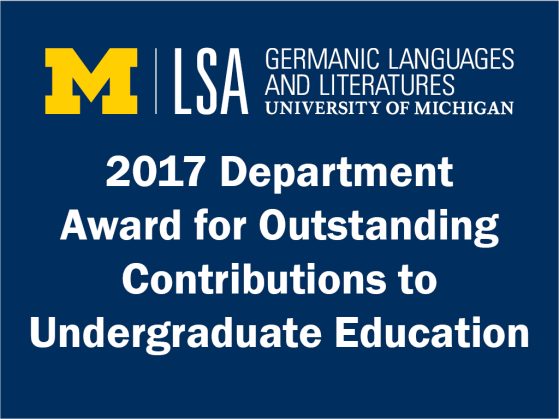 Germanic Department 2017 Department Award for Outstanding Contributions to Undergraduate Education