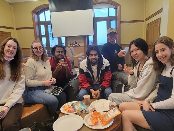 GSP students enjoy conversation and snacks at Chai Chatter in the Bowman Room
