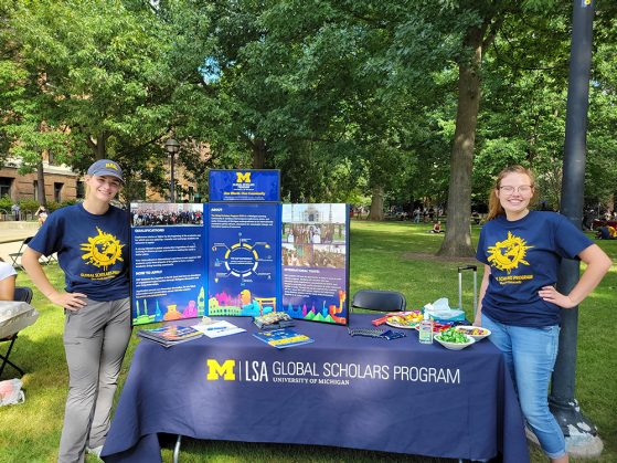 GSP student leaders Caroline Theuerkauf and Isabelle McInyre promote GSP at Festifall