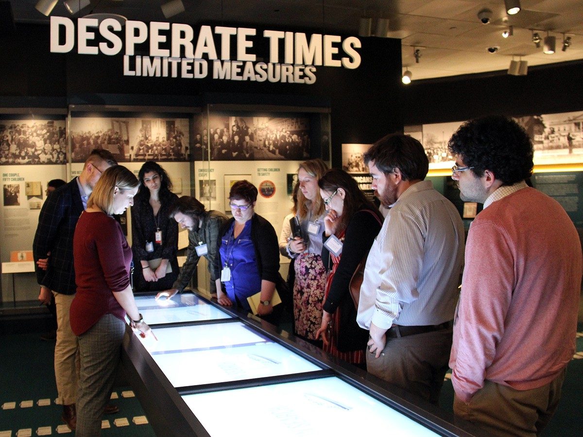 Graduate students view USHMM exhibit