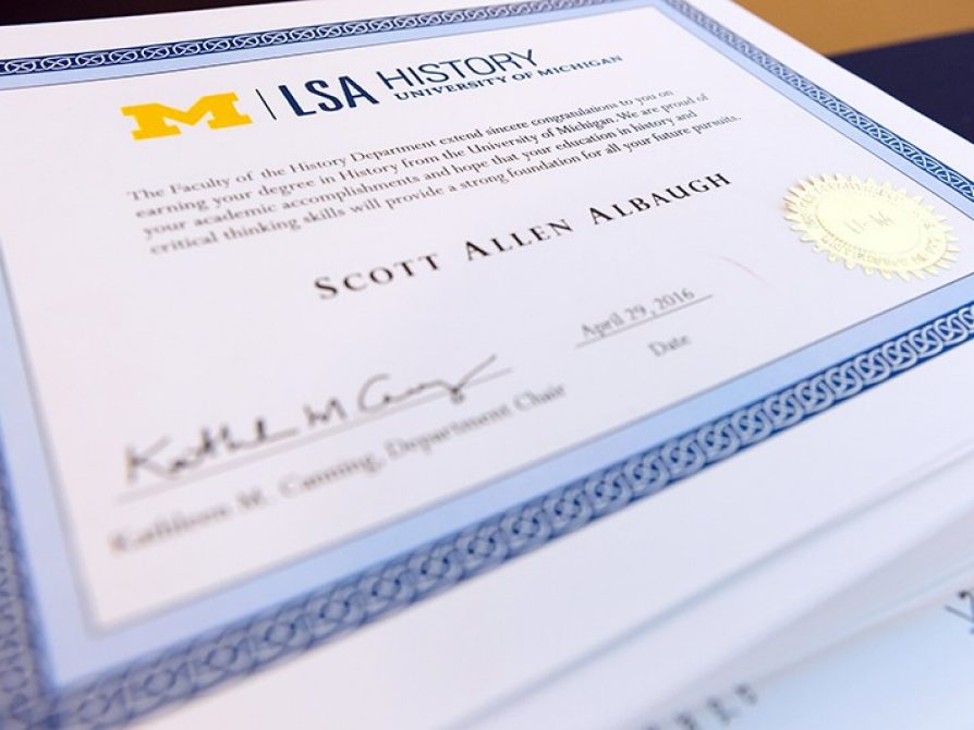 Certificates ready for distribution at 2016 History Commencement
