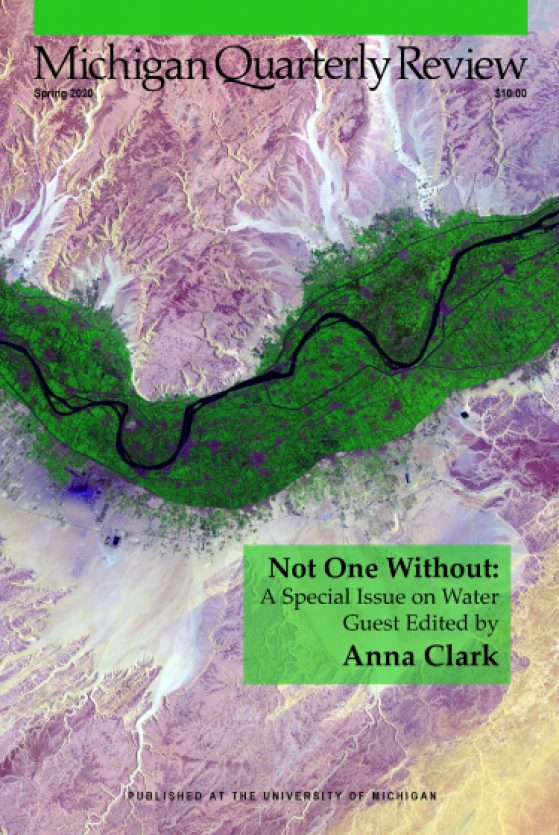 MQR Spring Issue title "Not One Without: A Special Issue on Water" Guest Edited by Anna Clark