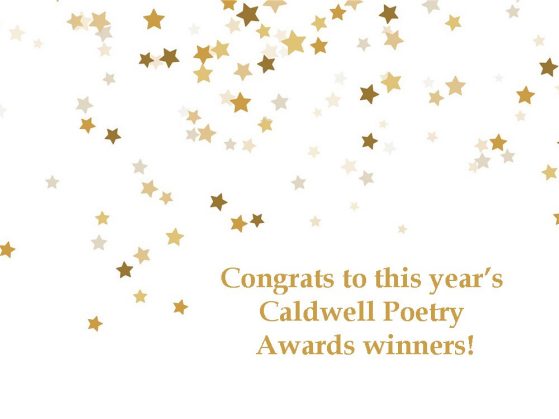 Congrats to this year's Caldwell Poetry Awards winners! with gold star confetti
