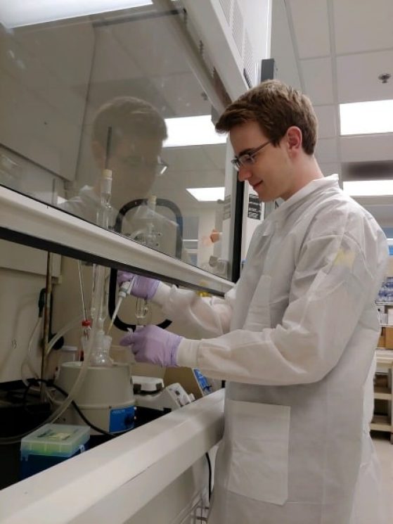 Brandon Lecznar working in his research lab