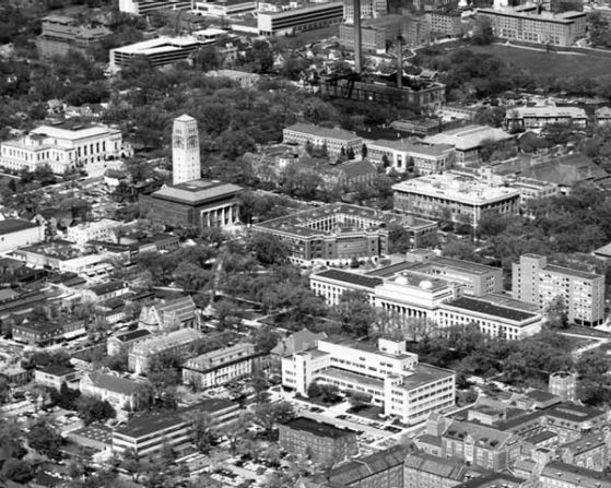 Aerial view of U-M Ann Arbord in 1959