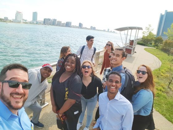 Semester in Detroit students along the Detroit River