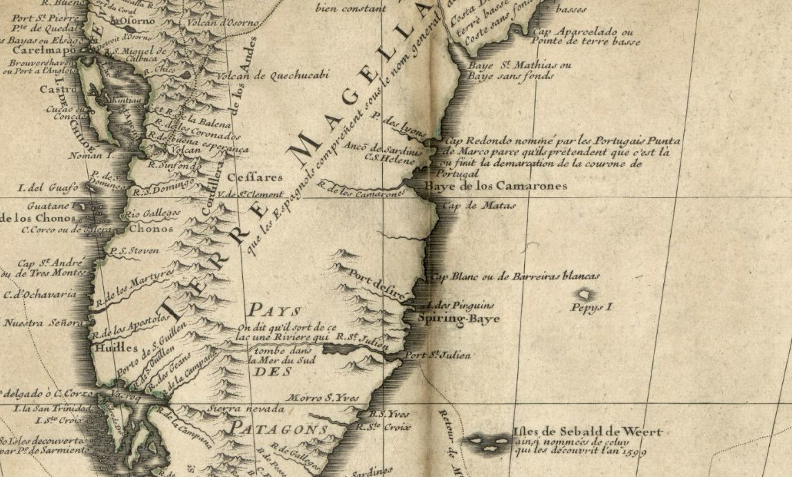 Closeshot image of historical map of Paraguay - French origins.