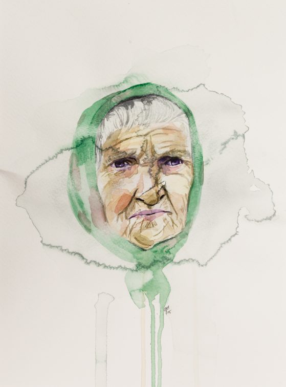 Ukrainian woman, watercolor by Grace Mahoney