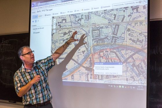 Using a historic map of Berlin (1910) in an ArcGIS Online, Shachar Pinsker presents information in an appropriate spatial context for the time period being discussed.