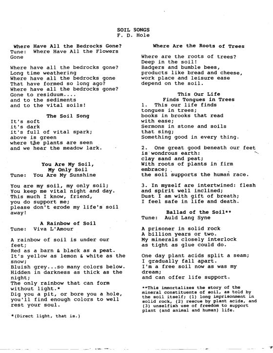 The lyrics to Francis Hole's Soil Songs.