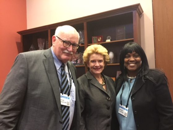 L-R, Nadelhoffer, Senator Stabenow, and Courtney at the CCL Conference and Lobby Day in Washington, D.C.