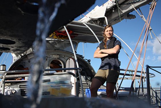 Melissa Duhaime on the Tara Oceans Expedition, traveling the Southern Ocean en route to Easter Island sampling viruses and microbes in 2011. Image credit: Anna Deniaud. 