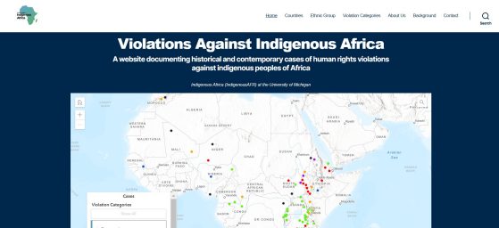 Violations against Indigenous Africa website screenshot