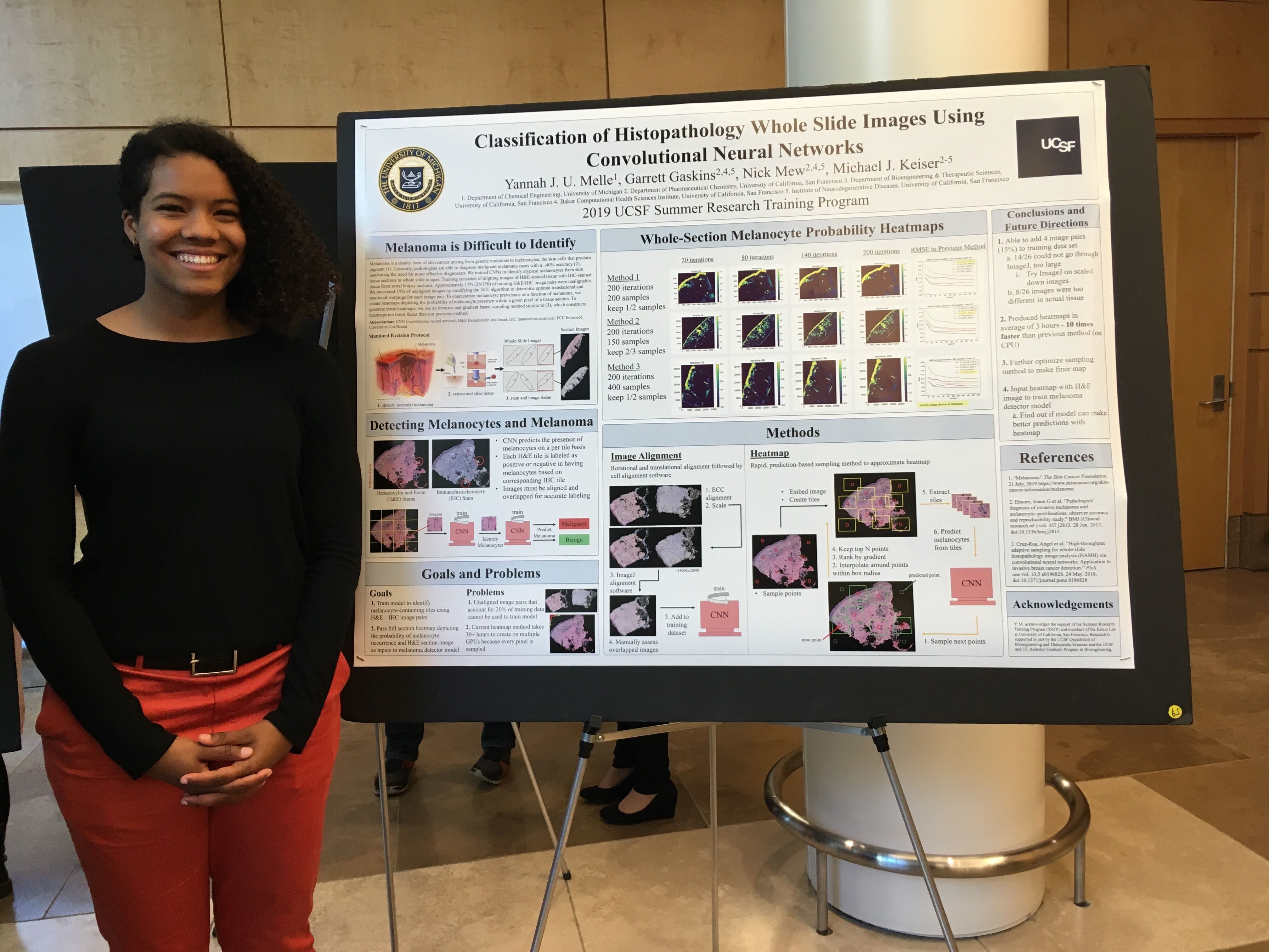 Yannah Melle at UROP Symposium in front of her research poster