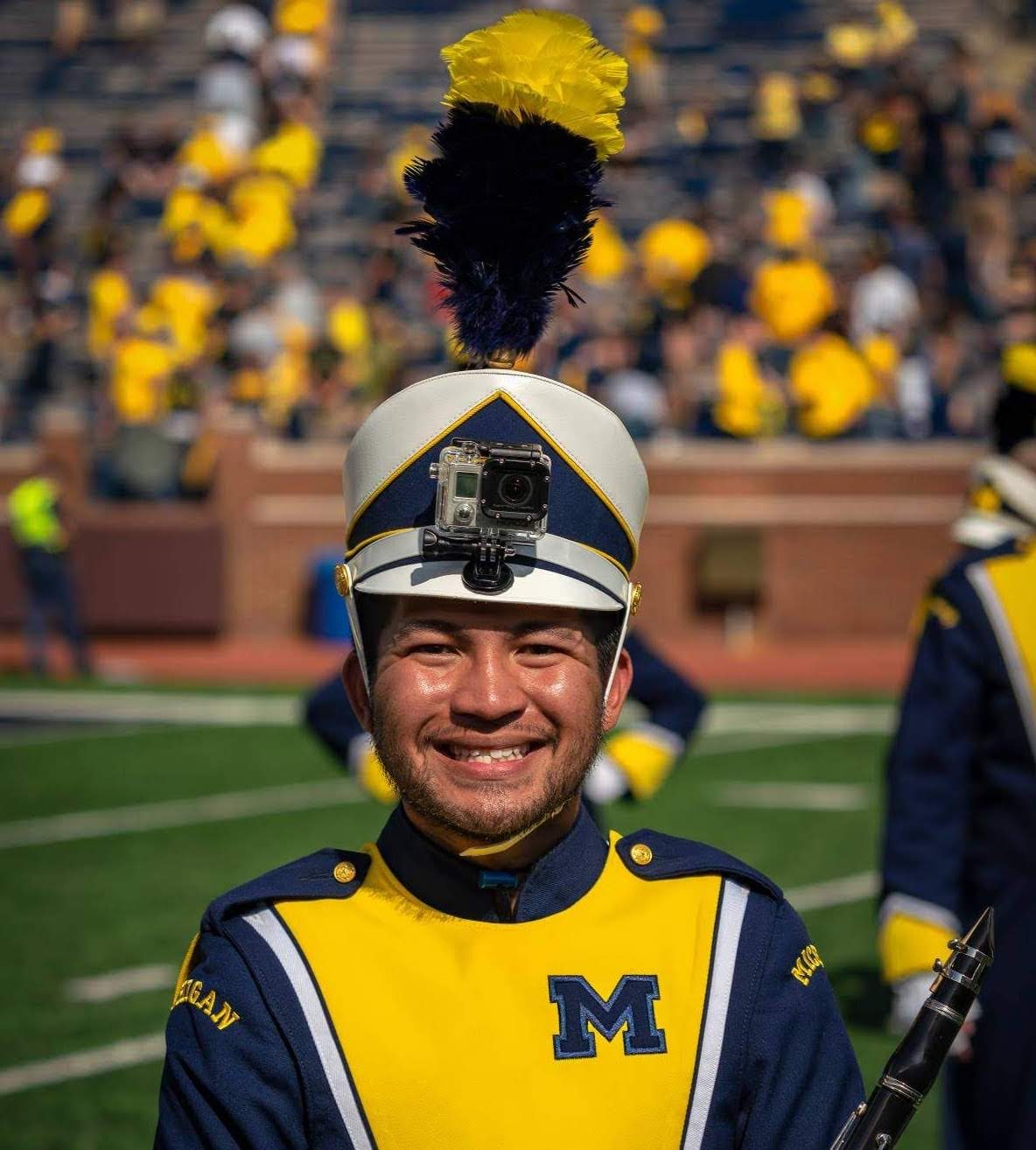 Andrew Arche in his University of Michigan Marching Band uniform