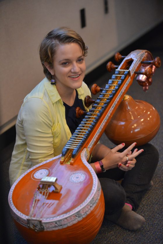 Student playing South Indian Music